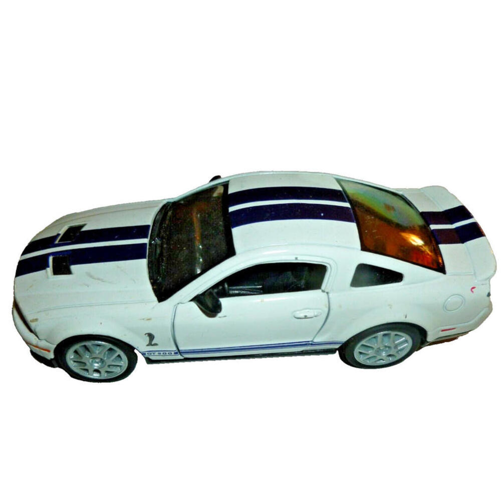 Kinsmart 2007 Shelby‎ GT500 White Blue Stripes 1/38 Diecast Model Car KT5310